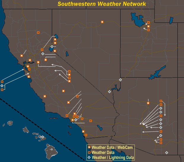 Mesomap of Southwestern Weather Network Stations